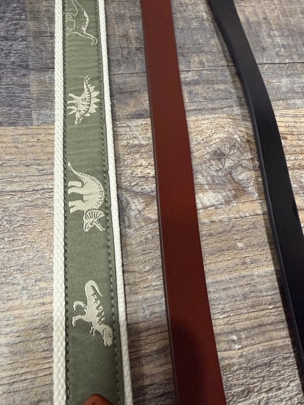 Boys Leather and Canvas Strap Set - Black, Brown, Tan